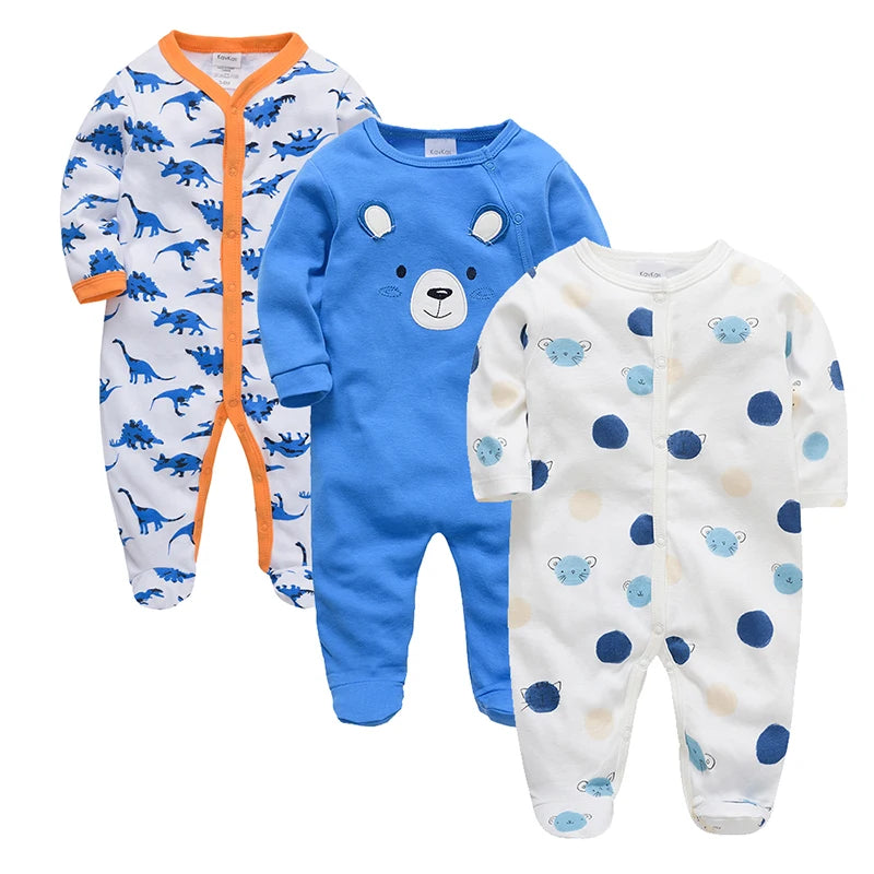 1/3 Pcs Baby Boys Rompers Cartoon Print Overalls Cotton Infant Clothing Kids Jumpsuit Newborn Pajimas 0-3 Months